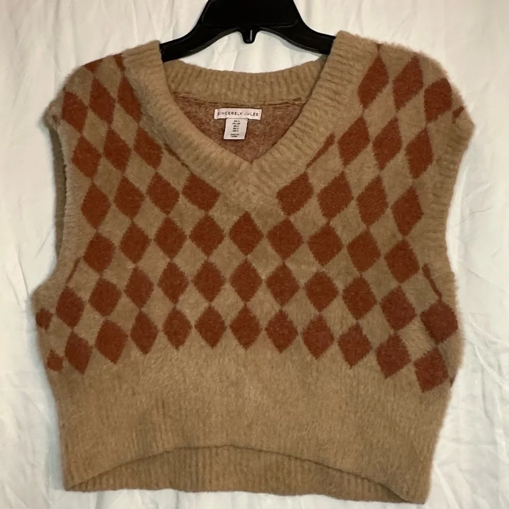 Sincerely Jules Women’s Cropped Sweater Vest size Small - Picture 2 of 10
